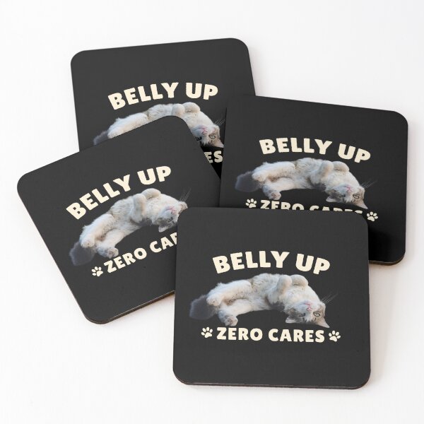 Item preview, Belly Up, Zero Cares – Funny Cat designed and sold by MB-CatPrints.