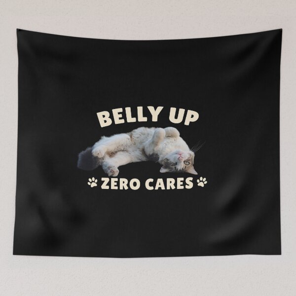Item preview, Belly Up, Zero Cares – Funny Cat designed and sold by MB-CatPrints.
