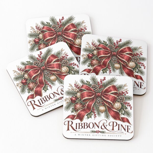 Item preview, Ribbon & Pine Winter Gifting Society Elegant Christmas Graphic designed and sold by pradeepvisuals.