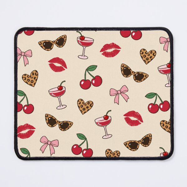 Item preview, Cheetah Cherry | Retro Cheetah Print Hearts, Red Cherries, Lipstick Kisses and Pink Bows designed and sold by Furrenzy.