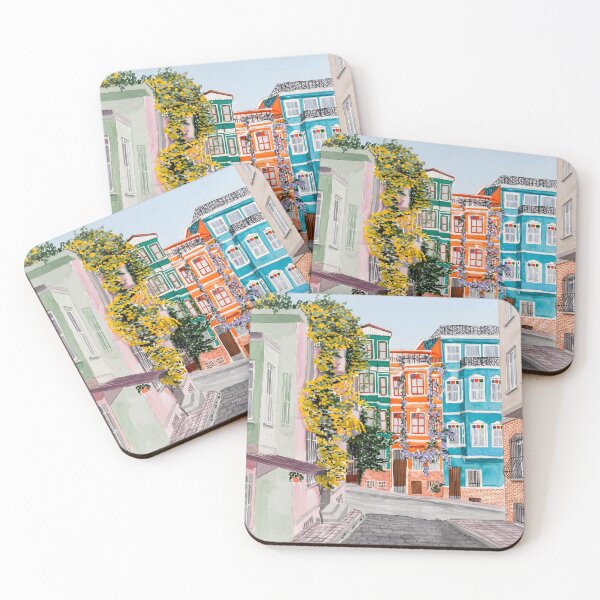 Item preview, Istanbul Turkey Wall Art – Colorful Balat Cityscape Painting designed and sold by POSTERIOCREW.