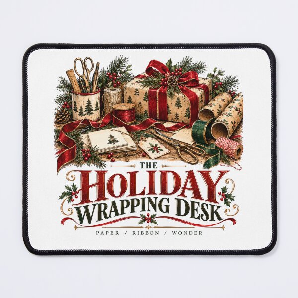 Item preview, The Holiday Wrapping Desk Christmas Gift Giving Vintage Graphic designed and sold by pradeepvisuals.