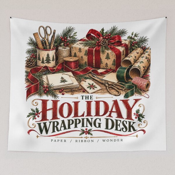 Item preview, The Holiday Wrapping Desk Christmas Gift Giving Vintage Graphic designed and sold by pradeepvisuals.