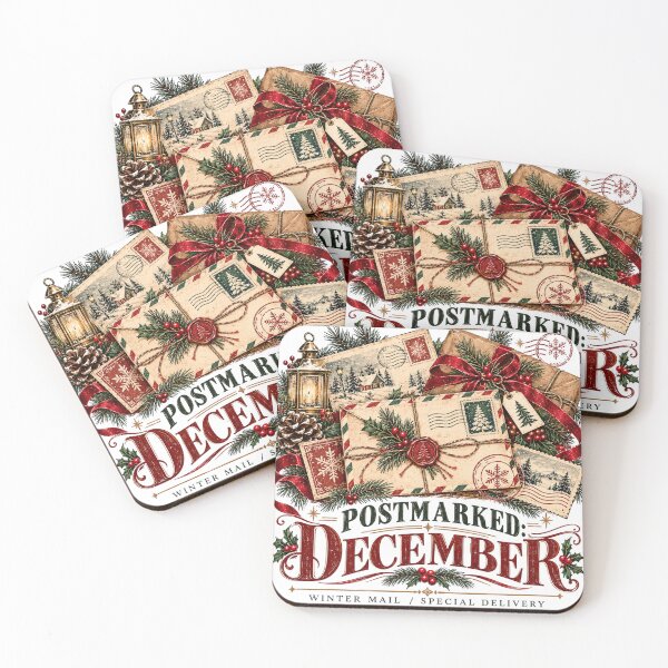 Item preview, Postmarked December Vintage Christmas Postal Holiday Graphic designed and sold by pradeepvisuals.