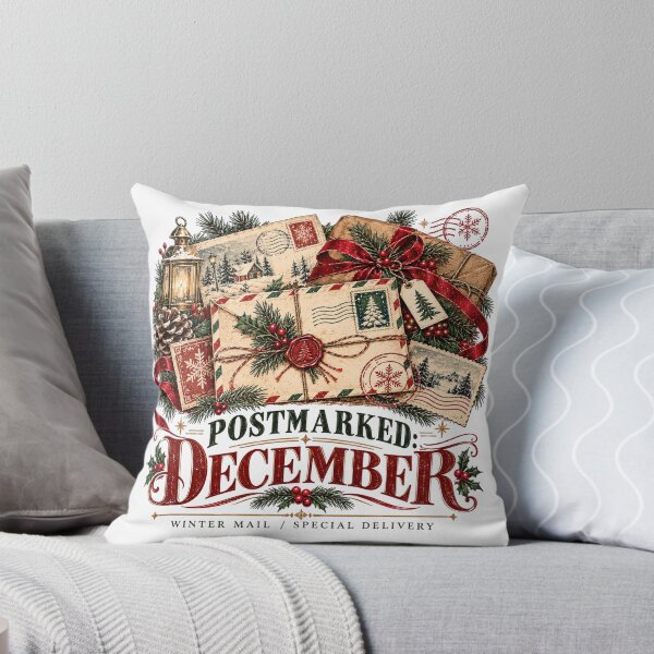 Item preview, Postmarked December Vintage Christmas Postal Holiday Graphic designed and sold by pradeepvisuals.