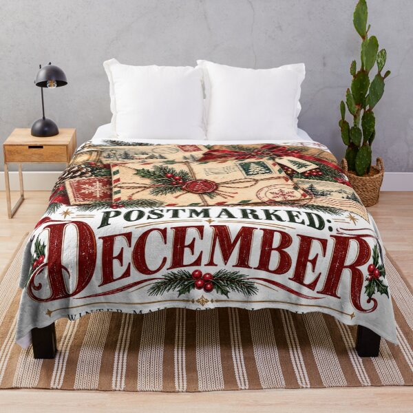 Item preview, Postmarked December Vintage Christmas Postal Holiday Graphic designed and sold by pradeepvisuals.