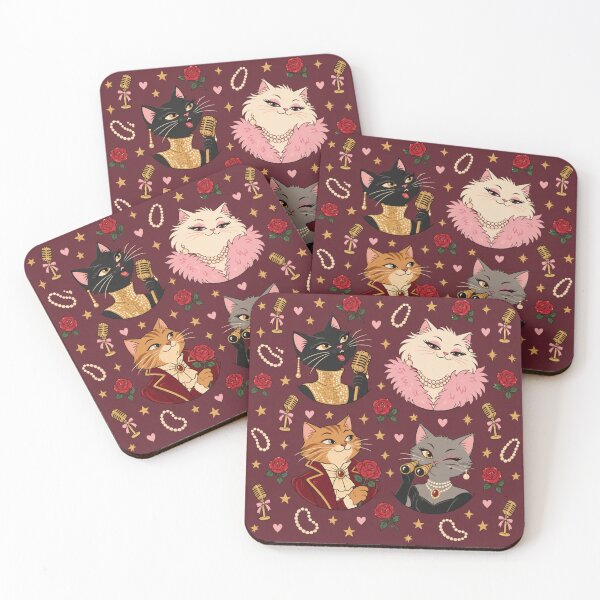 Item preview, Diva Cat | Old Hollywood Cats with Vintage Microphones, Pearls, Feather Boas and Red Roses designed and sold by Furrenzy.