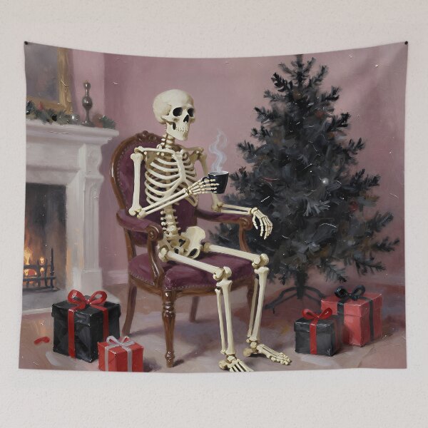 Item preview, Christmas Skeleton Dark Humor Gothic Holiday Painting designed and sold by cr6zym1nd.