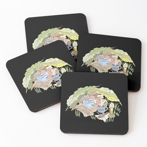 Item preview, Frog reading book by candle light coffee cup cute aesthetic cottagecore illustration designed and sold by LeshanArt.