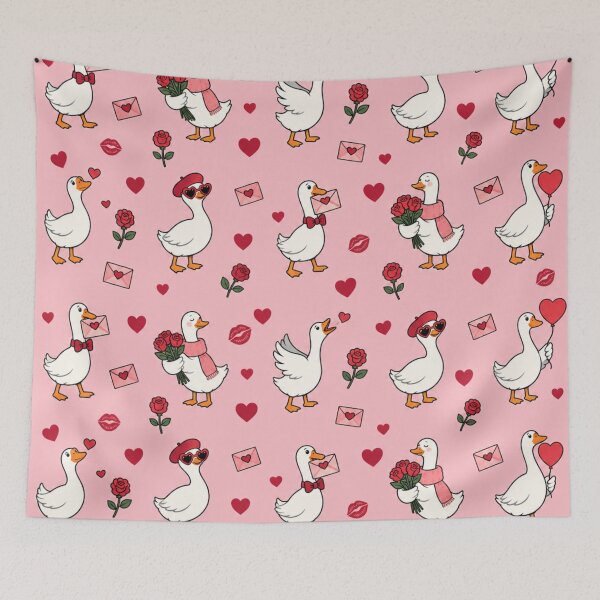 Item preview, Valentines Goose | Silly Geese with Love Letters, Red Roses, Heart Balloons and Heart Sunglasses designed and sold by Furrenzy.