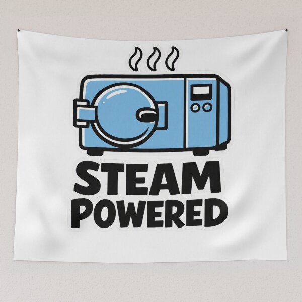 Item preview, Steam Powered | Sterilization Tech Humor Poster designed and sold by Timeless Junction.