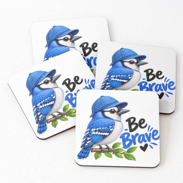 Item preview, Be Brave Blue Jay Bird Cute Inspirational Nature Art designed and sold by Vayro cartoons.