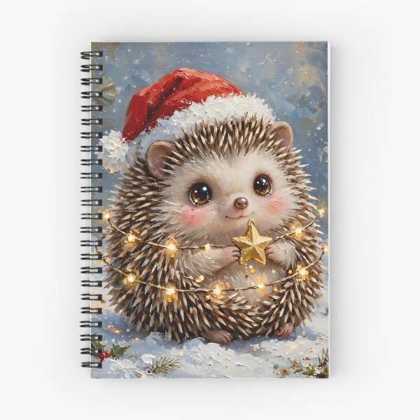Item preview, Cute Christmas Hedgehog with Santa Hat and Golden Star – Whimsical Winter Animal Art designed and sold by cr6zym1nd.