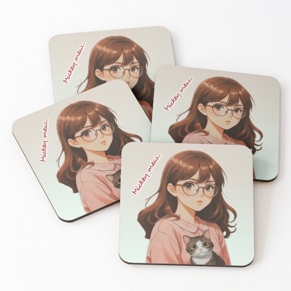 Item preview, Mew Cute Anime Girl with Kitten – Kawaii Aesthetic Art designed and sold by VeenaArtStudio.