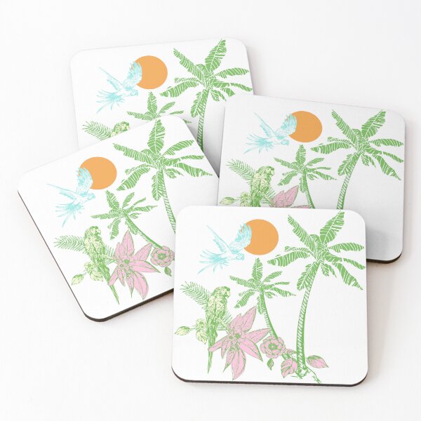 Item preview, Tropical Parrot Palm Tree Sunset Jungle Botanical Illustration Graphic T-Shirt designed and sold by Atique Creations.