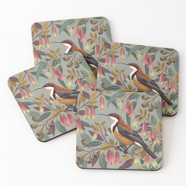 Item preview, Eastern Spinebill in Native Fuchsia Modern Australiana Folk Art designed and sold by Wennebabs.