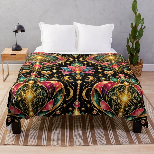 Item preview, Cosmic Golden Love Mandala – Sacred Geometry Hearts & Lotus Flower Pattern designed and sold by cipoprimo.