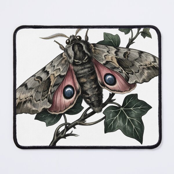 Item preview, Vintage Naturalist Eyed Hawkmoth on Dark Ivy Sprig — Antique Moth Plate designed and sold by Catch333.