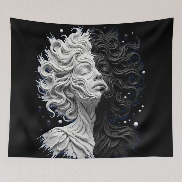Item preview, Yin Yang Surrealist Woman Portrait Duality Graphic designed and sold by  One City Two Children Studio.
