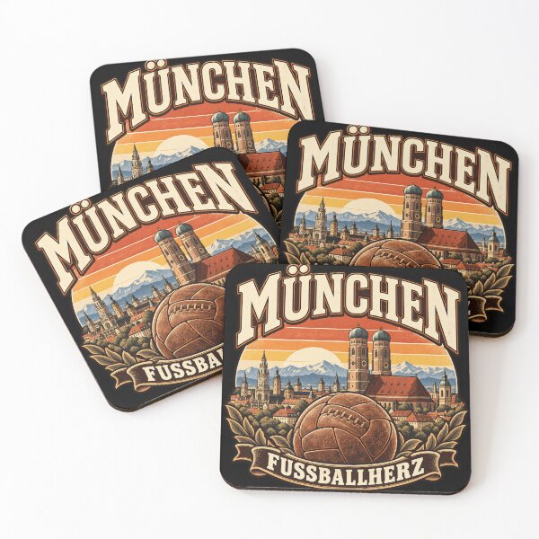 Item preview, Munich football heart with retro-style skyline designed and sold by WOSSport.