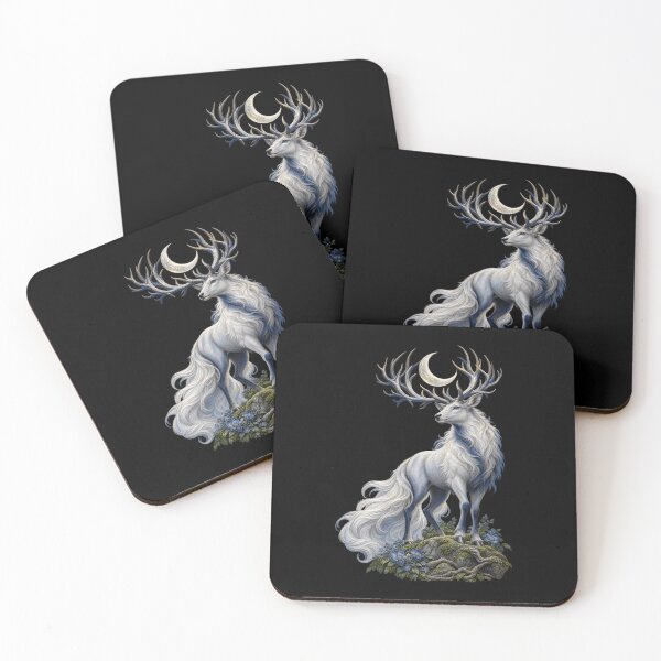Item preview, Celestial Stag with Silver Antlers and Moon designed and sold by TeeAbility.