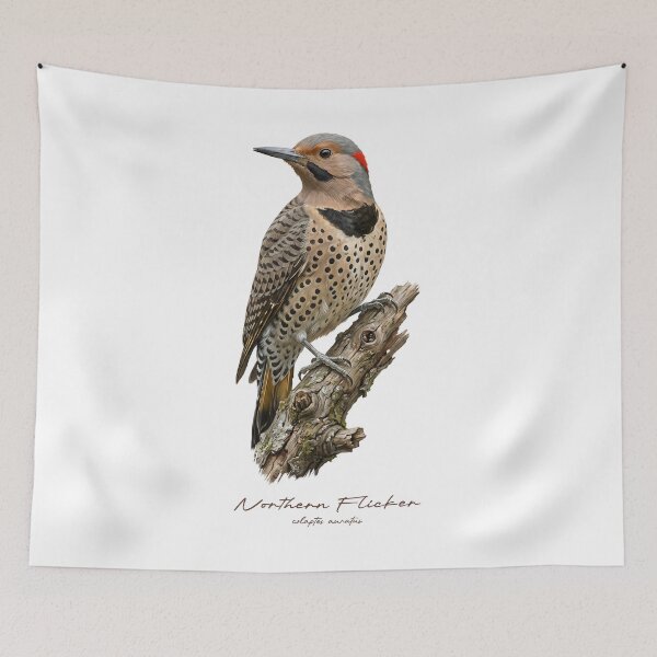 Item preview, Northern Flicker on Mossy Branch Bird Illustration designed and sold by Takeda-art.