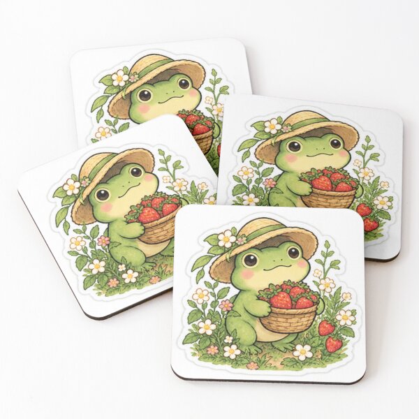 Item preview, Strawberry Frog Cottagecore Illustration designed and sold by manexus.
