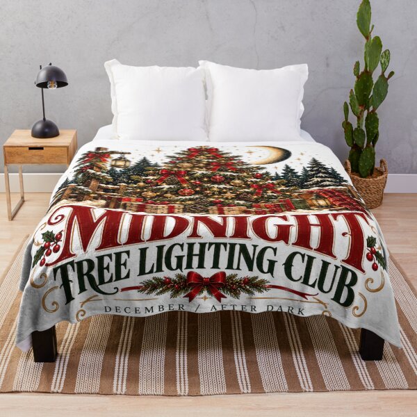 Item preview, Midnight Tree Lighting Club Vintage Christmas Night Graphic designed and sold by pradeepvisuals.