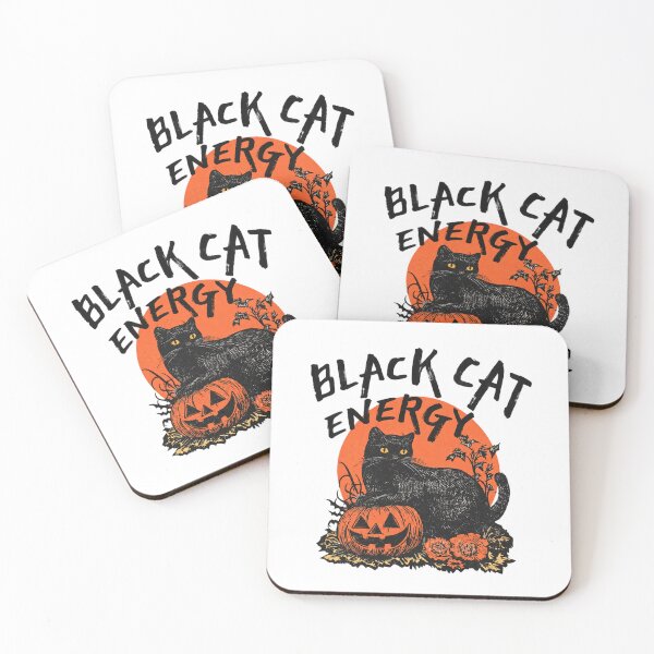 Item preview, Halloween Black Cat with Pumpkin and Flowers designed and sold by JolinChinn.