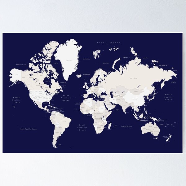 額装品/Old World Map Blue/ポスター 額装品/Old World Map Blue/ポスター