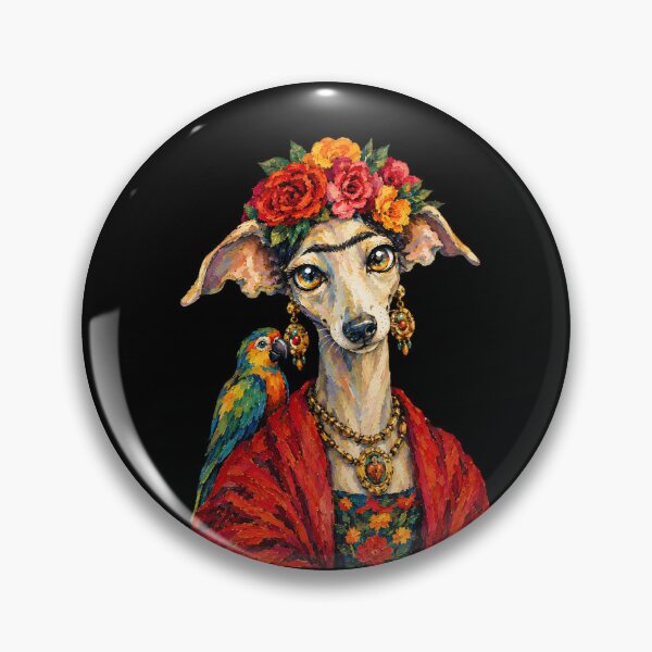 Item preview, Colorful Greyhound Portrait with Floral Crown and Parrot designed and sold by Agnisherl.