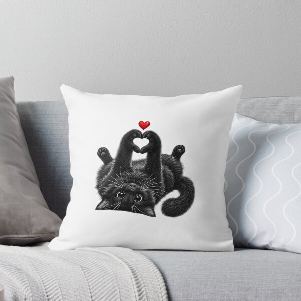 Item preview, Black Kitten Making Heart Shape with Paws designed and sold by LorenaVirex.