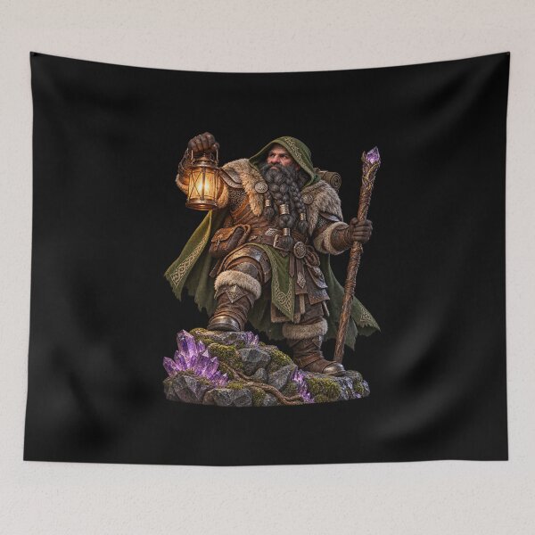 Item preview, Mountain Dwarf Explorer with Lantern and Crystals designed and sold by TeeAbility.