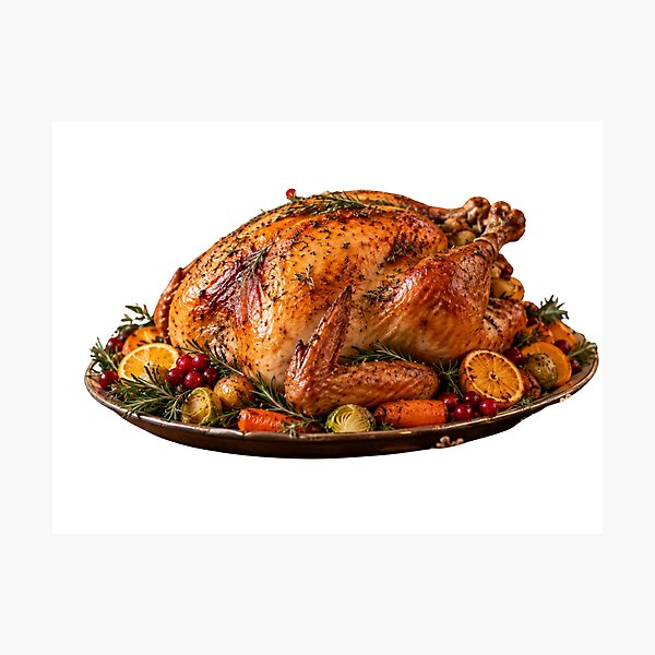 Item preview, Golden Roast Turkey Christmas Dinner Centerpiece with Rosemary, Cranberries & Orange Slices designed and sold by PriyankaSonara.