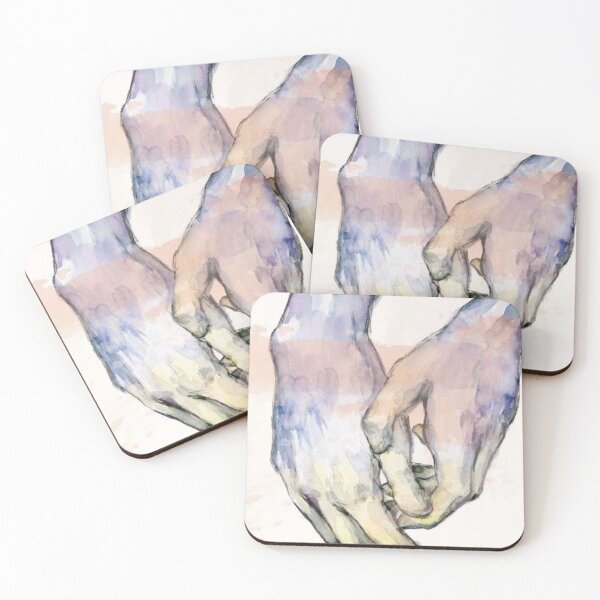 Item preview, Gentle Intertwined Hands: Pastel Pastel Watercolor Touch Art Print designed and sold by CherryDoodle37.