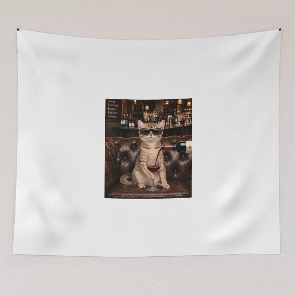 Item preview, Sunglasses Cat Holding Wine Glass at Bar designed and sold by LorenaVirex.