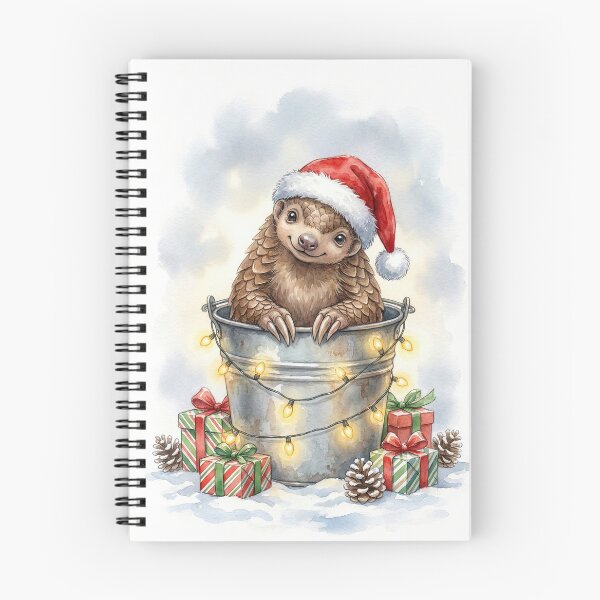 Item preview, Christmas Pangolin in a Bucket Vintage Illustration designed and sold by Takeda-art.