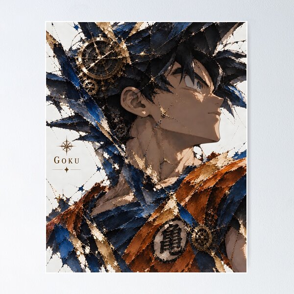 Item preview, Goku Dragon Ball Cosmic Fragmented Portrait Anime Art designed and sold by OrionInkVault.