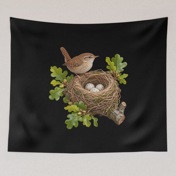Item preview, Wren Nest with Speckled Eggs and Oak Leaves designed and sold by TeeAbility.