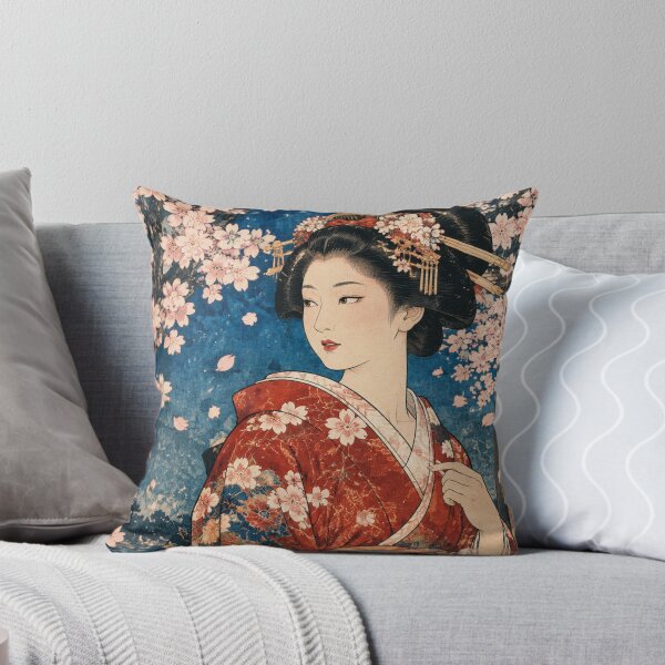 Item preview, Geisha Under Night Cherry Blossoms Ukiyo-e Style Art designed and sold by vekotpu.