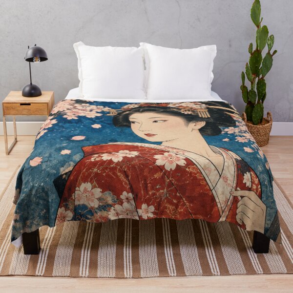 Item preview, Geisha Under Night Cherry Blossoms Ukiyo-e Style Art designed and sold by vekotpu.