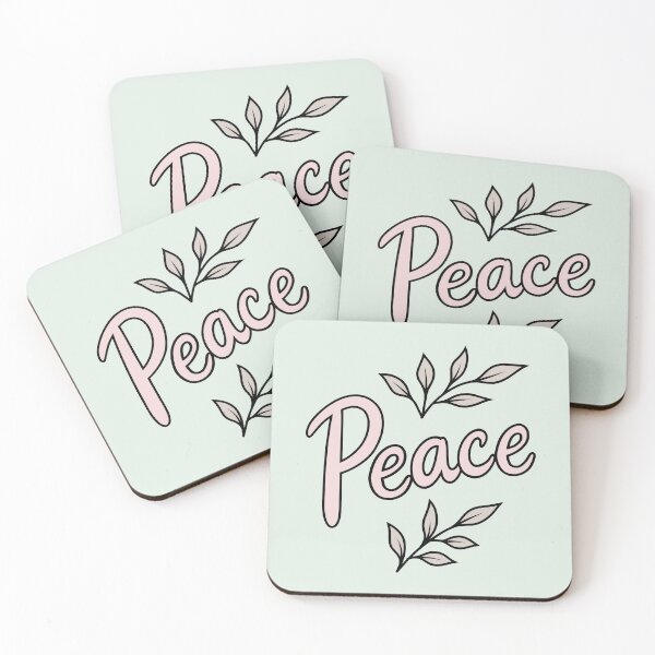 Item preview, Peace Soft Pink Hand Drawn Typography Illustration Sprigs designed and sold by Ink Ripple Whispers.