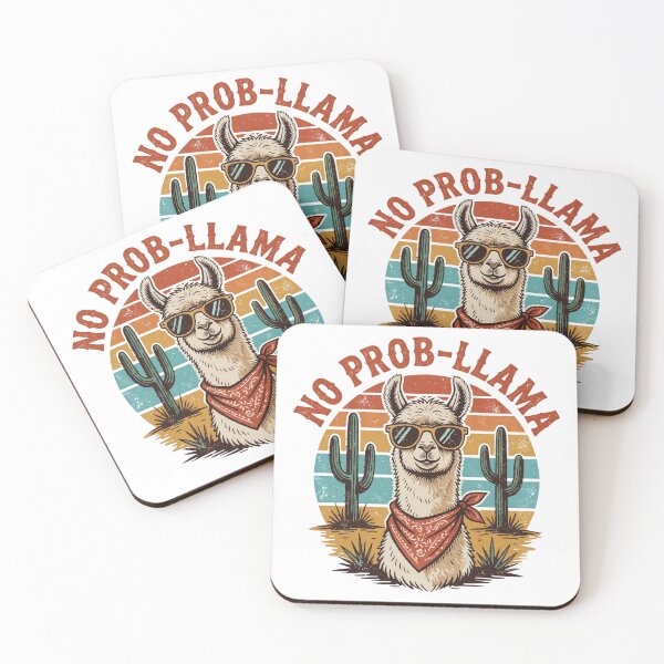 Item preview, No Prob Llama Cute Funny Llama Pun Retro Desert Sunset designed and sold by Per My Last Nerve Studio.