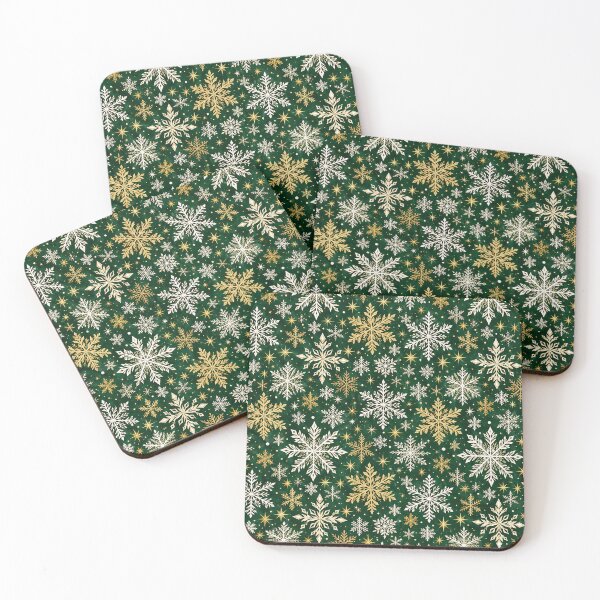 Item preview, Emerald Green Gold Snowflake Pattern – Elegant Christmas Winter Design designed and sold by BigDigital.