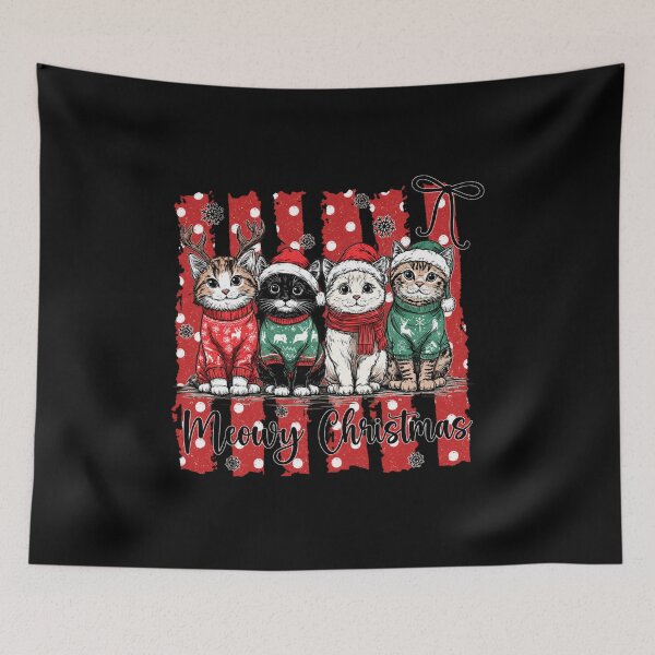 Item preview, Four Christmas Kittens Wearing Festive Winter Accessories designed and sold by MassonCalepon.