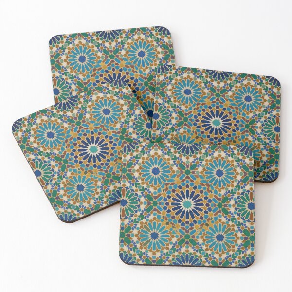 Item preview, Moroccan Mudéjar Seamless Geometric Pattern Canvas Print | Ornate Turquoise & Gold Zellige Wall Art | Andalusian Tile Mosaic Poster | Ethnic Boho Kitchen Decor designed and sold by SergioMiklos.