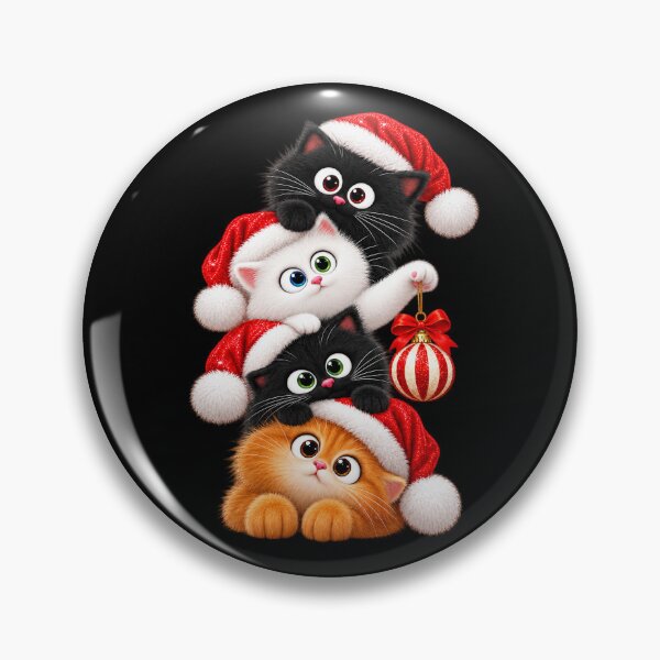 Item preview, Four Stacked Christmas Kittens with Striped Ornament designed and sold by MassonCalepon.