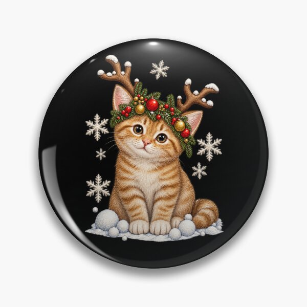 Item preview, Christmas Kitten Wearing Antlers and Ornament Wreath designed and sold by MassonCalepon.