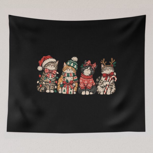 Item preview, Four Festive Cats with Gifts and Candy designed and sold by MassonCalepon.