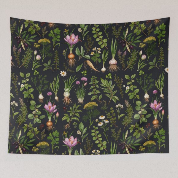 Item preview, Botanical Apothecary Herbs & Flowers Pattern designed and sold by PatternXOXO.